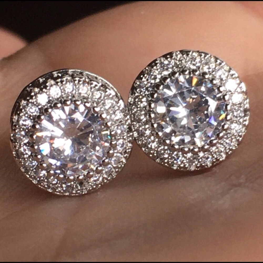 2.75 Carat 10mm Sim. Diamond Stud Earrings - Picture 2 of 3